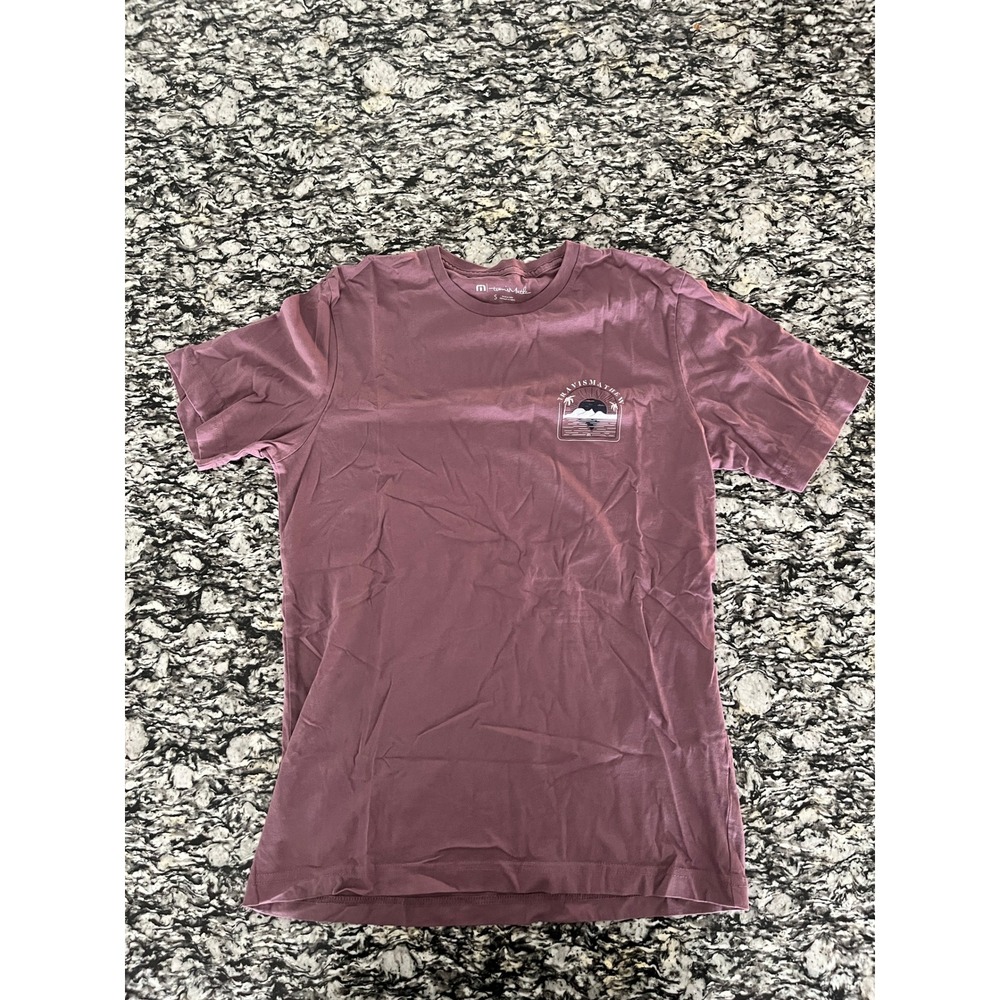 TravisMathew Mens Small Graphic T-Shirt Mauve Purple On Vacation Since 2007 Tee